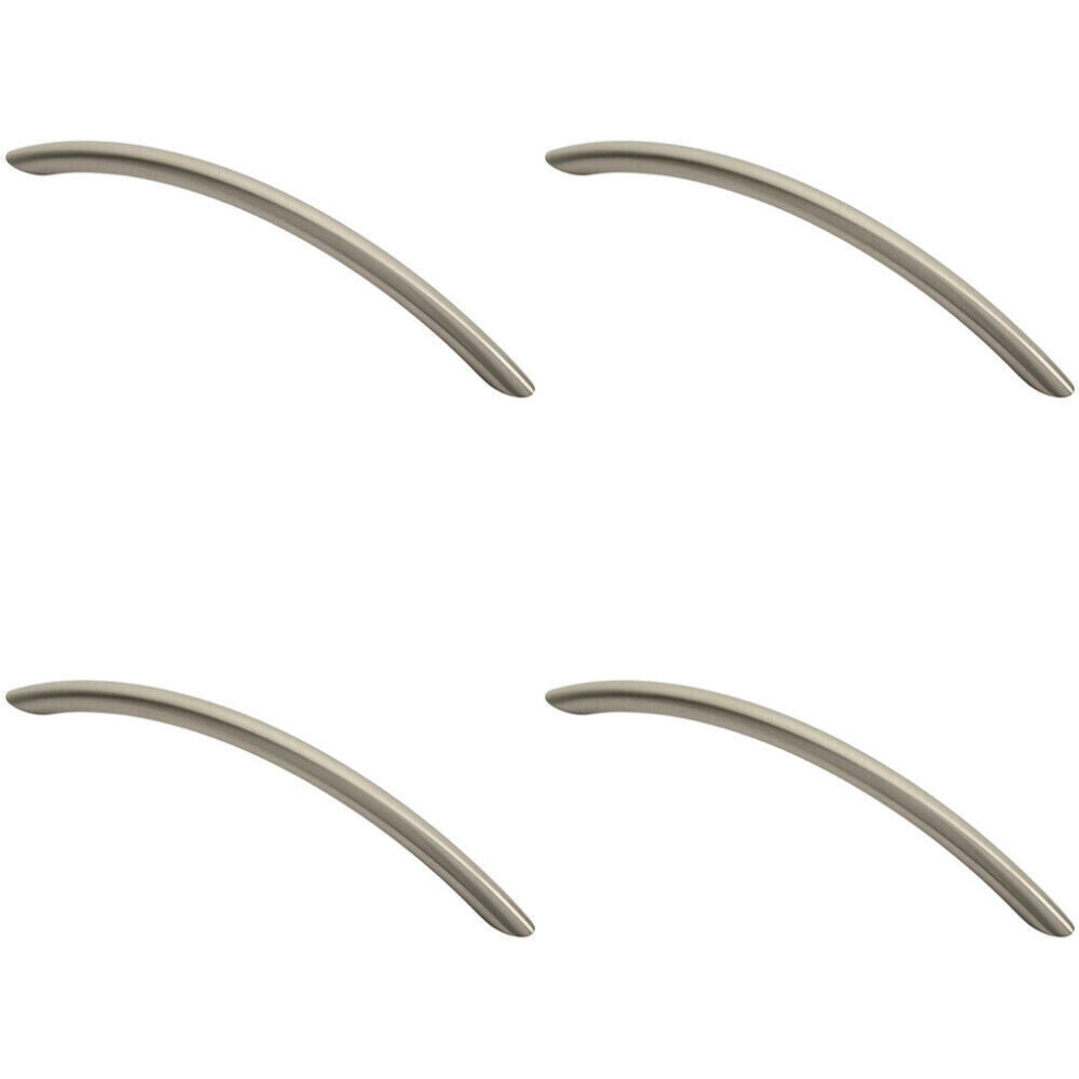 Loops 4X Curved Bow Cabinet Pull Handle 190 X 10Mm 160Mm Fixing Centres Satin Nickel