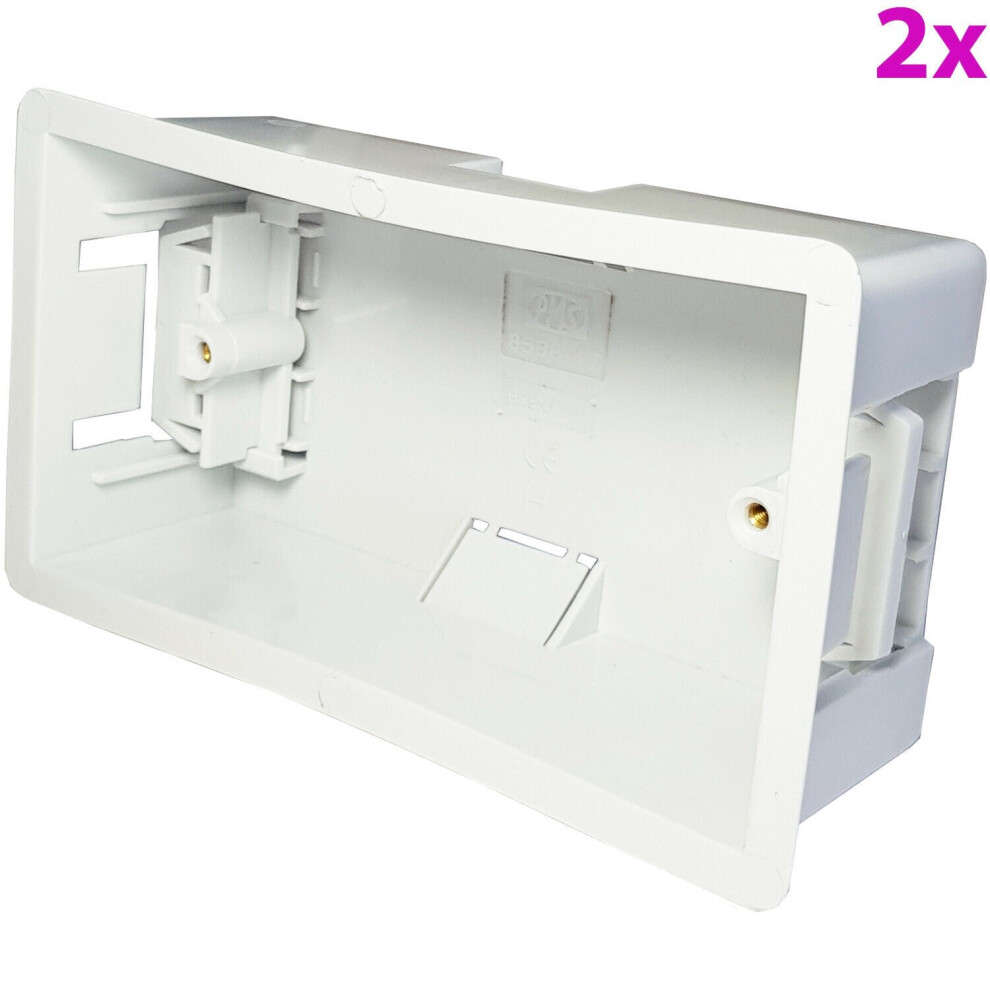 2x 47mm Deep Plasterboard Back Box Double Dry Lining Wall Flush Mount Pattress