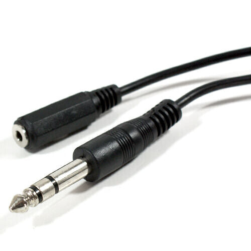 1.8m 6.35mm Jack Plug to 3.5mm Stereo Socket Extension Cable Lead 1/4