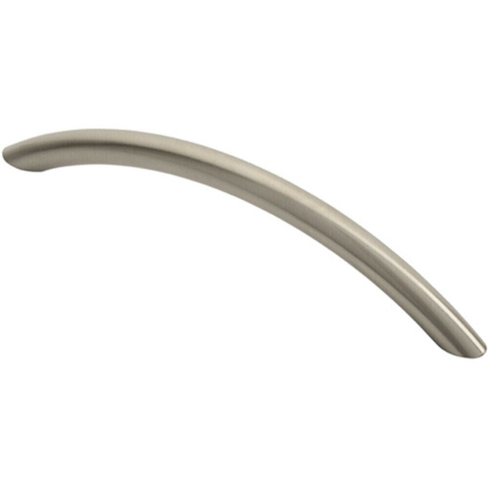 Curved Bow Cabinet Pull Handle 153 X 10Mm 128Mm Fixing Centres Satin Nickel 5056492559934