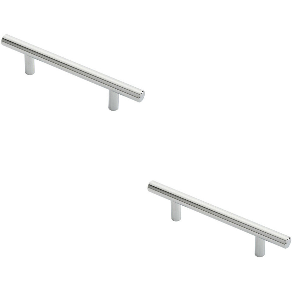 Loops 2X Round T Bar Cabinet Pull Handle 156 X 12Mm 96Mm Fixing Centres Chrome