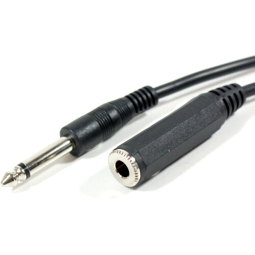 Loops 3m 6.35mm 1/4" Mono Plug to Jack Socket Extension Cable Guitar Headphone Lead