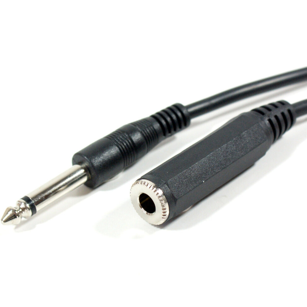 3m 6.35mm 1/4" Mono Plug to Jack Socket Extension Cable Guitar Headphone Lead