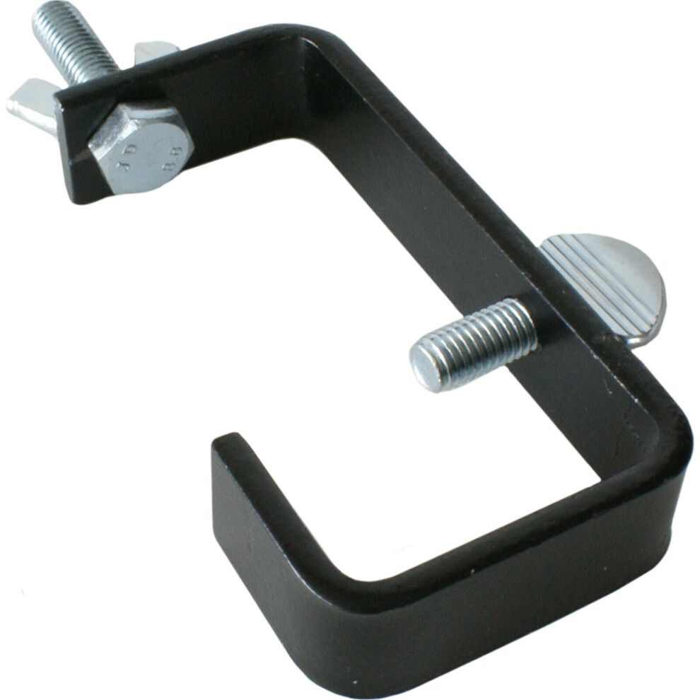 QTY 2x Black 50mm Steel Hook Lighting C / G Clamp Truss Bar Stage Bracket Lights