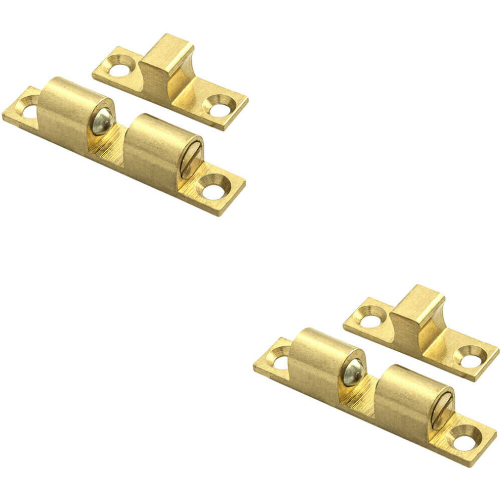 2x Double Ball Roller Cupboard Catch 43 x 8mm 34.5mm Fixing Centres Self Colour