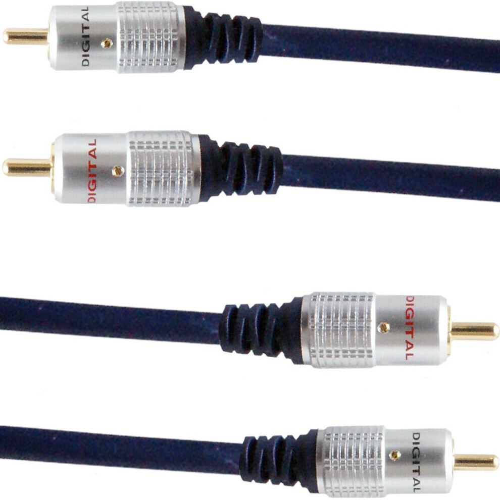 Pro 1M Twin Dual 2 Rca Male To Plug Interconnect Cable Lead Audio Phono Amp 5055538124839