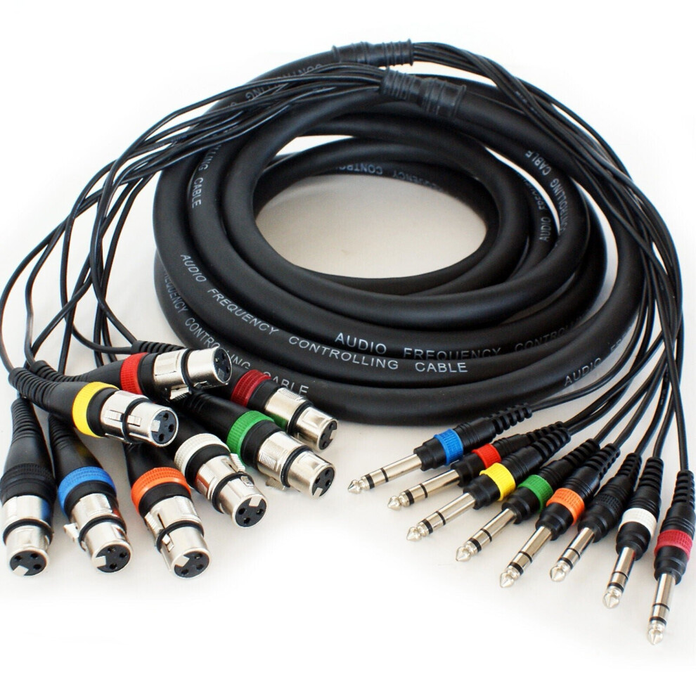 Loops Pro 5M 8 Way 6.35Mm Stereo Jack To 3 Pin Xlr Female Loom Cable Audio Snake Lead