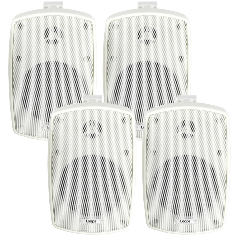 Loops 4X 4" 60W Outdoor Rated Speakers 8 Ohm Weatherproof Wall Mounted Hifi White