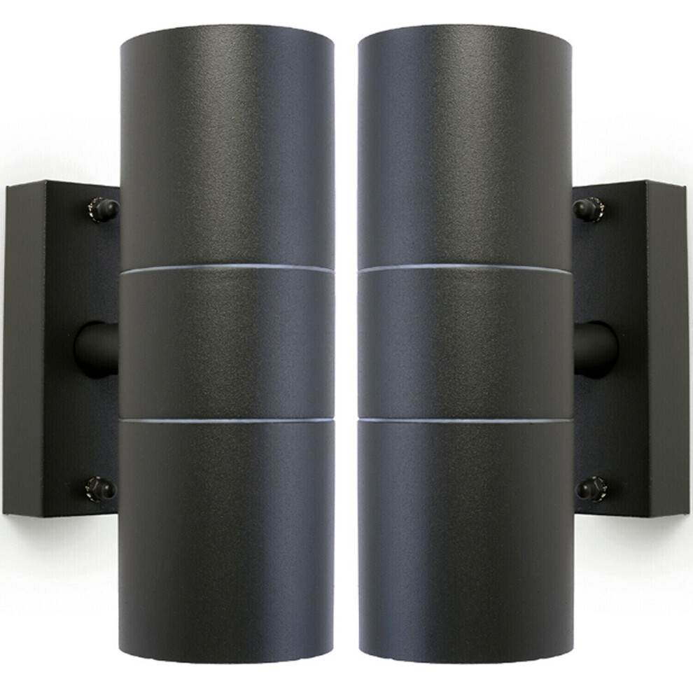 2 PACK GU10 Anthracite Up & Down Wall Lights Outdoor Twin Dimming Lamp Fitting