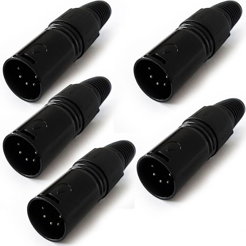 QTY 5 XLR 5 PIN Male Plug Solder DMX Lighting Connector For Cable