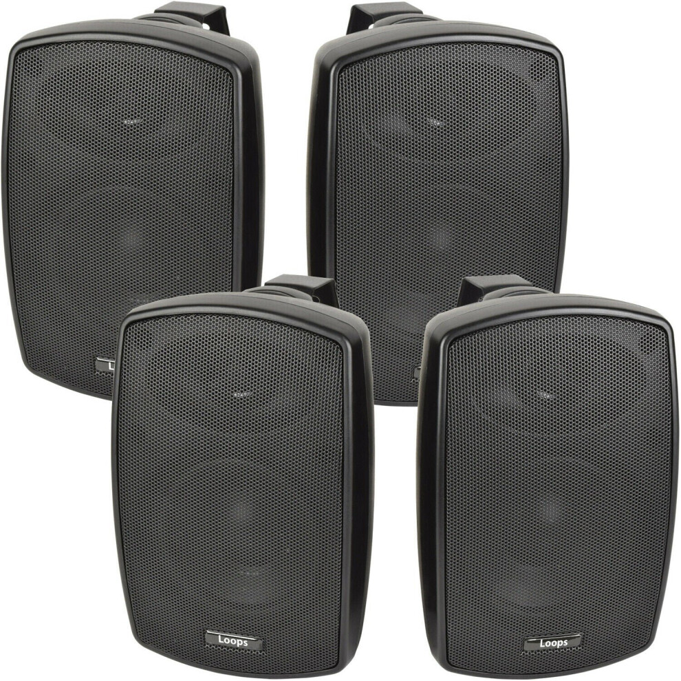 Loops 4X 8" 160W Outdoor Rated Speakers 8 Ohm Weatherproof Wall Mounted Hifi Black
