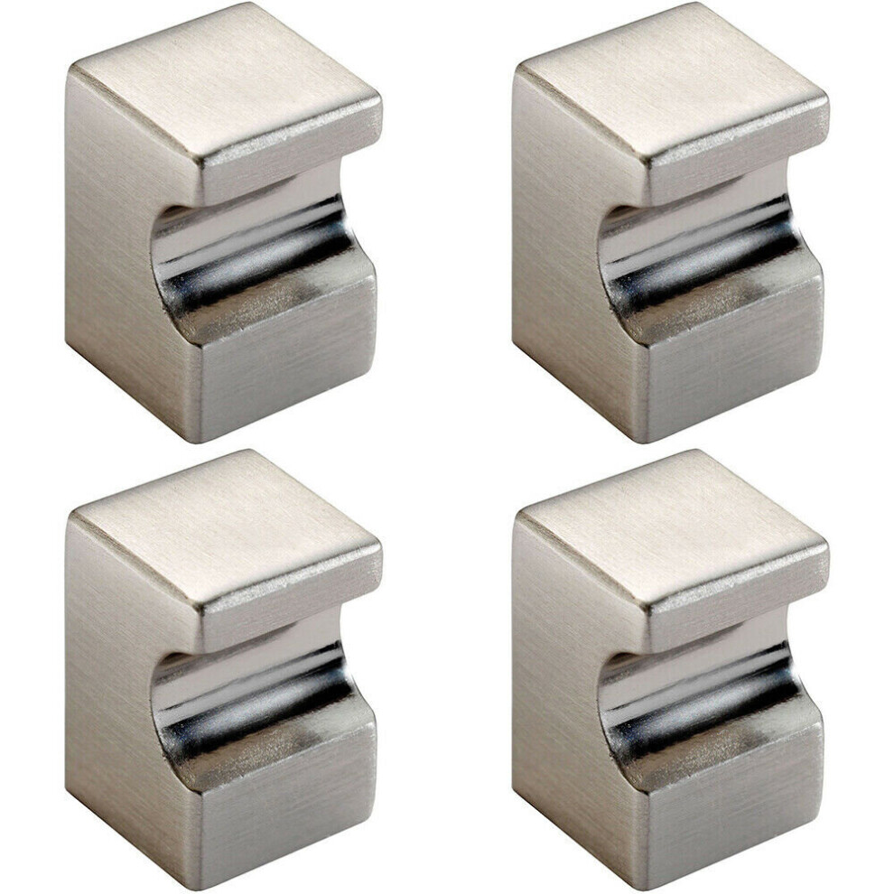 4x Square Cupboard Door Knob 18 x 18mm 25mm Projection Satin Nickel