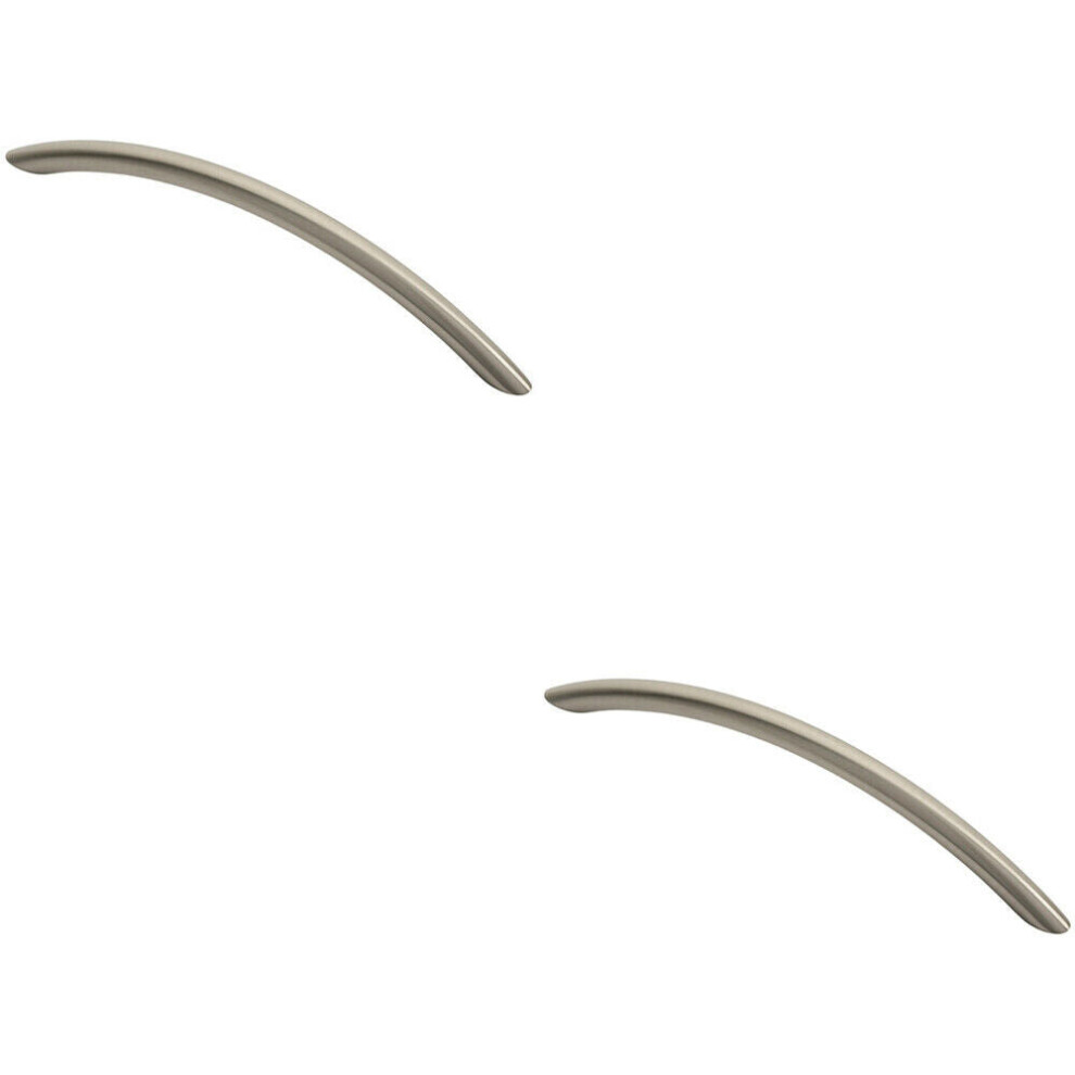 Loops 2X Curved Bow Cabinet Pull Handle 190 X 10Mm 160Mm Fixing Centres Satin Nickel