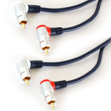 1.5m 2 RCA PHONO Right Angled Male Cable Lead Audio Interconnect 90 Degree Amp