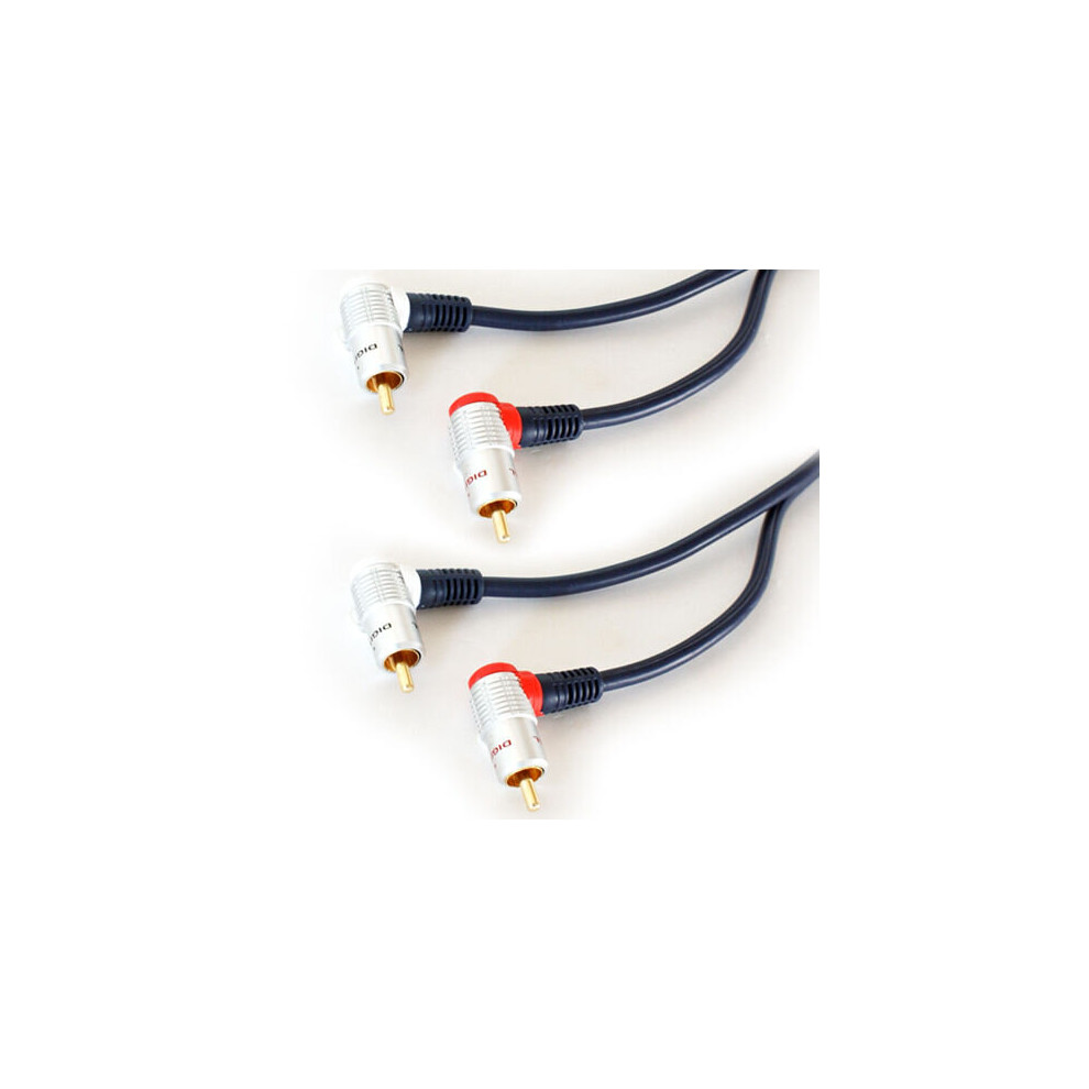 1.5M 2 Rca Phono Right Angled Male Cable Lead Audio Interconnect 90 Degree Amp 5055538123559