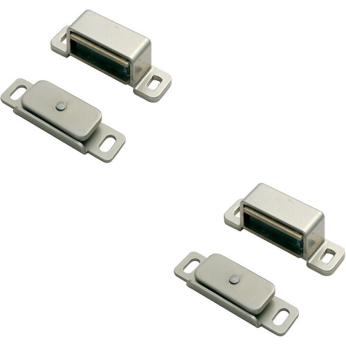Loops 2x Magnetic Cupboard Door Catch 37mm Fixing Centres 6kg Pull Nickel Plated