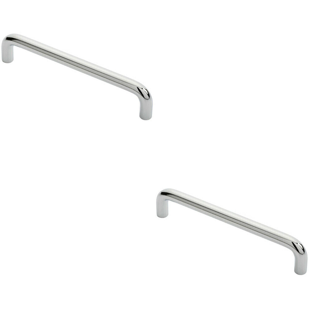 2X Round D Bar Cabinet Pull Handle 138 X 10Mm 128Mm Fixing Centres Chrome 5056492585667
