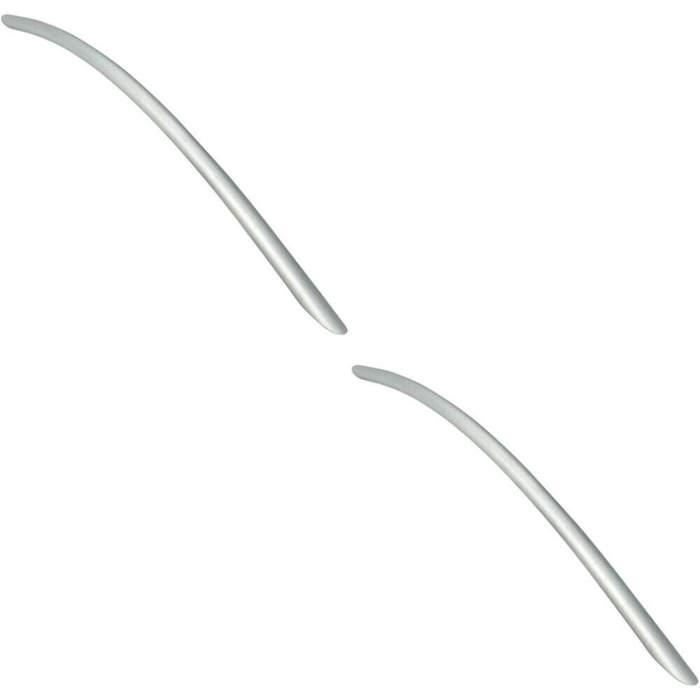 2x Curved Bow Cabinet Pull Handle 408 x 10mm 352mm Fixing Centres Satin Nickel