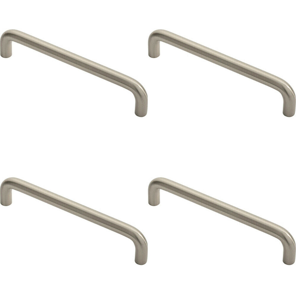 Loops 4X Round D Bar Cabinet Pull Handle 138 X 10Mm 128Mm Fixing Centres Satin Nickel