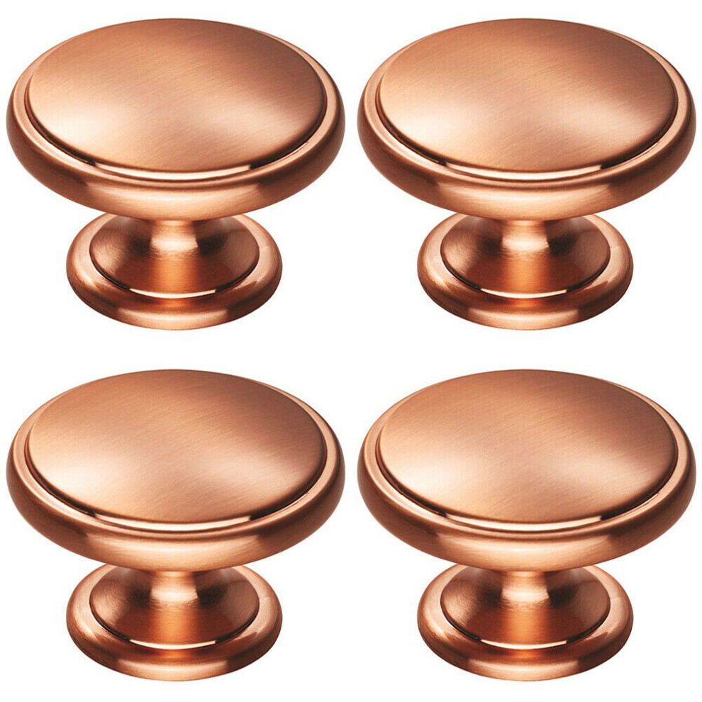 Loops 4X Ring Domed Cupboard Door Knob 38.5Mm Diameter Satin Copper Cabinet Handle