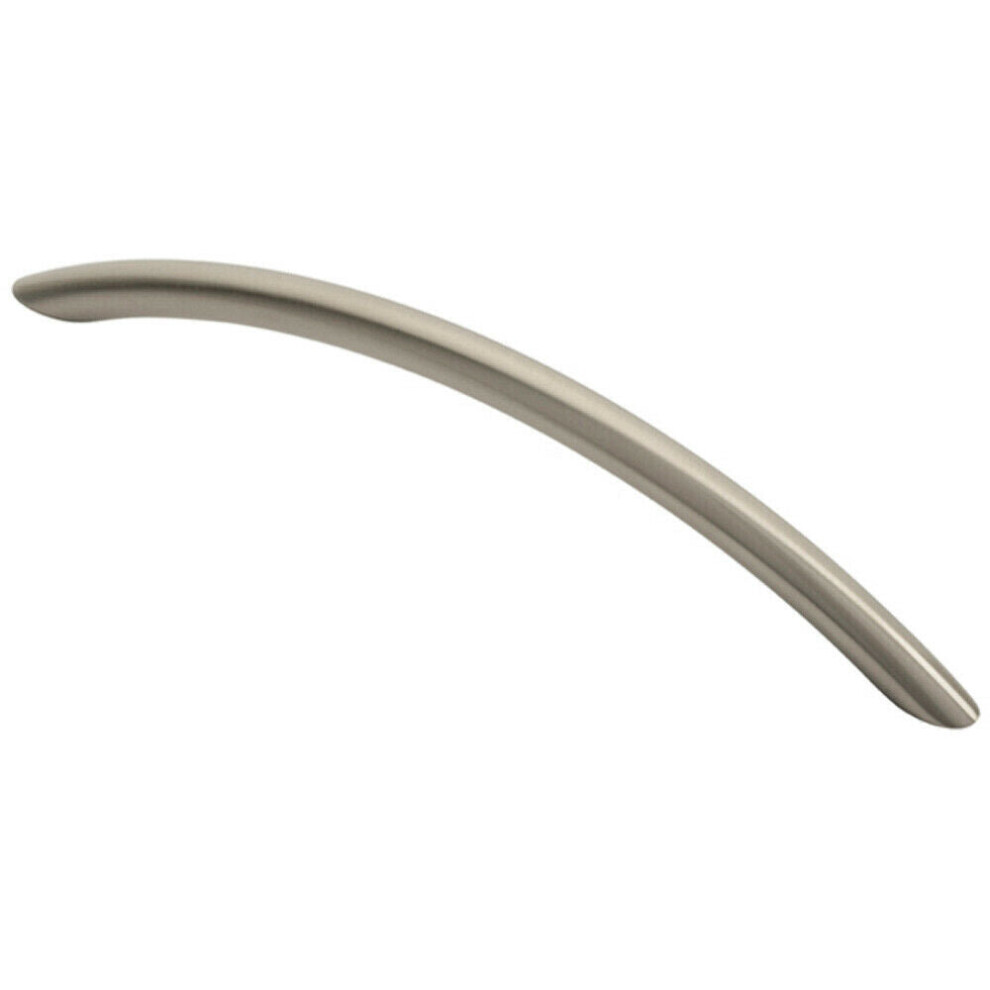 Loops Curved Bow Cabinet Pull Handle 190 X 10Mm 160Mm Fixing Centres Satin Nickel
