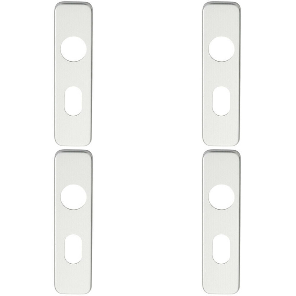 4x PAIR Door Handle Oval Backplate for Safety Levers 154 x 40mm Satin Aluminium