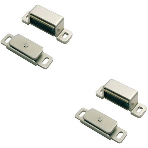 Loops 2x Magnetic Cupboard Door Catch 36.5mm Fixing Centres 3.5kg Pull Nickel Plated