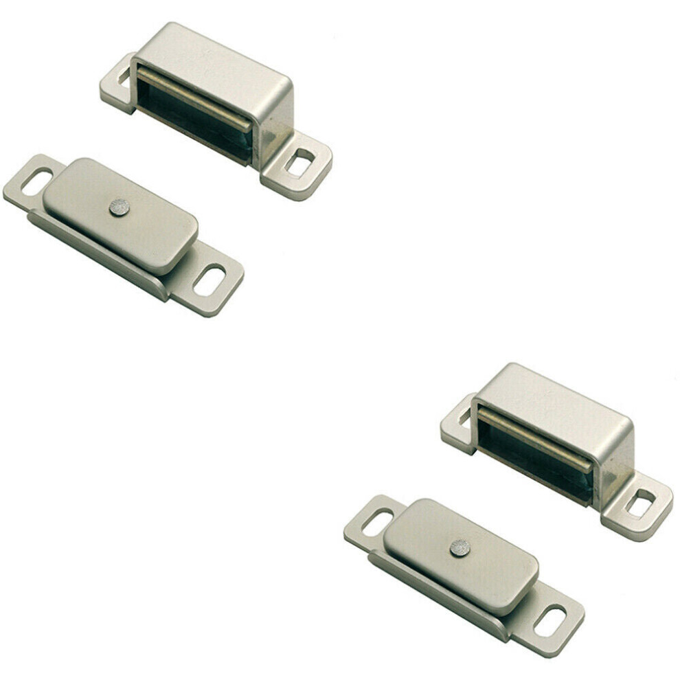 2x Magnetic Cupboard Door Catch 36.5mm Fixing Centres 3.5kg Pull Nickel Plated