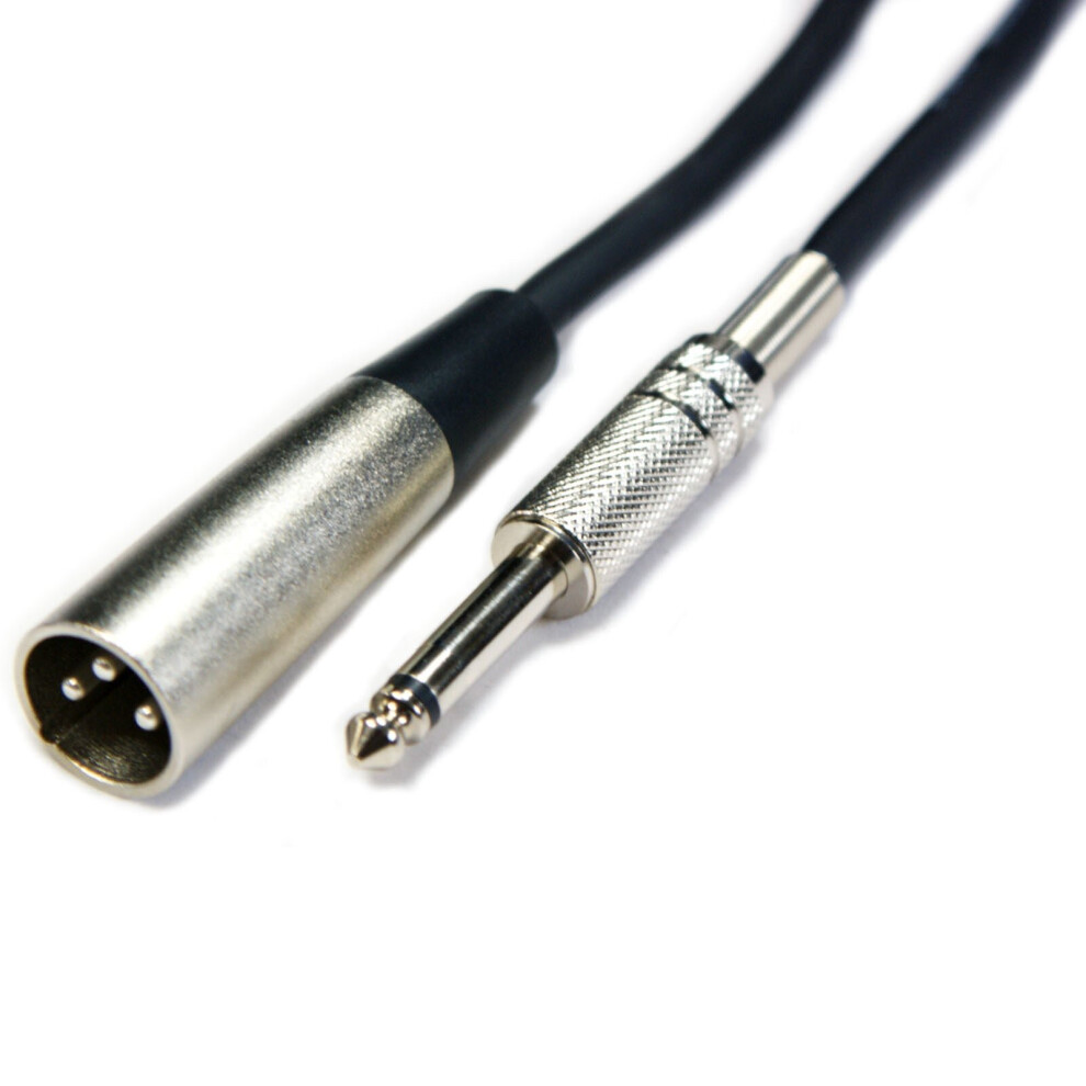 5m 6.35mm 1/4" Mono Jack Plug to XLR Male Cable 3 Pin Audio Microphone Amp Lead