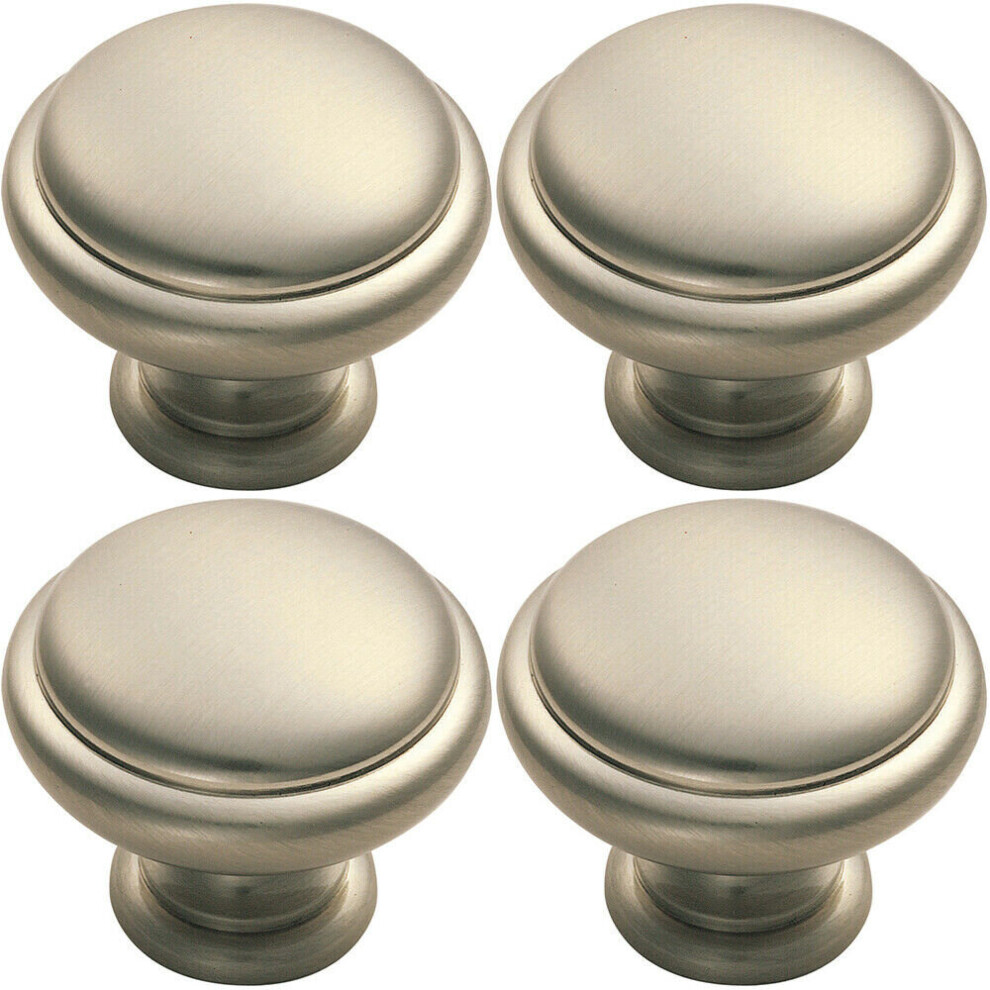 4x Domed Top Cupboard Door Knob 34mm Diameter Satin Nickel Cabinet Handle