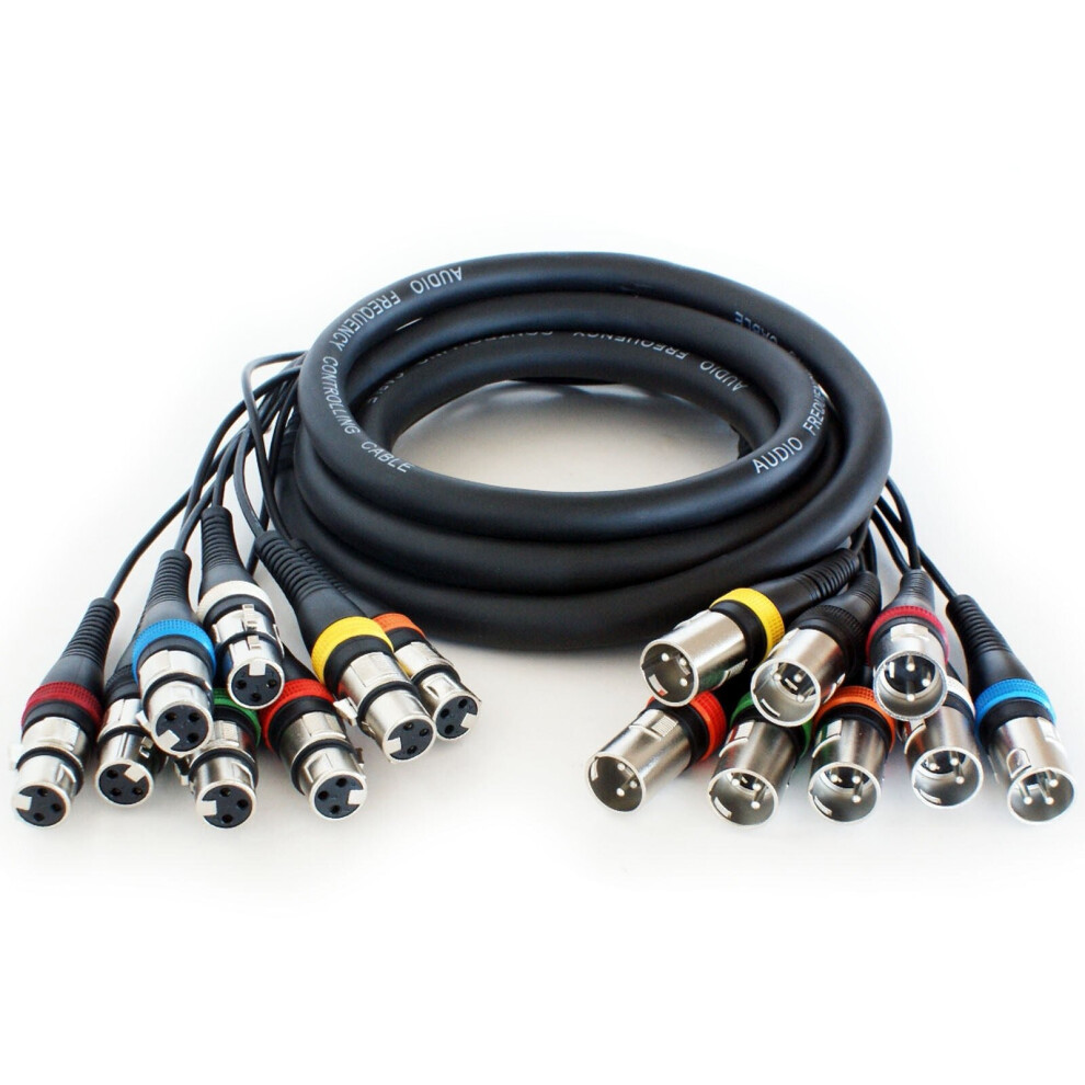 Loops 3M 8 Way Xlr Male To Female Loom Cable Microphone Stage Snake Multicore Lead