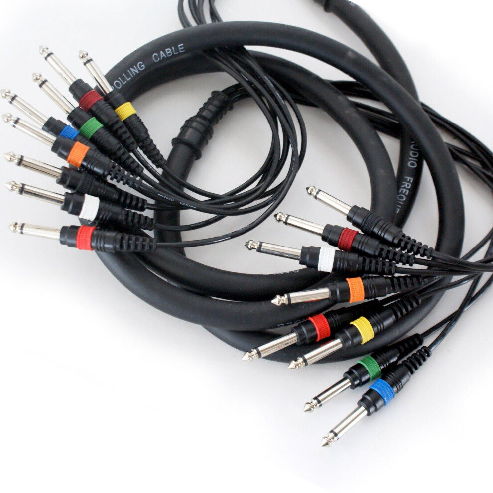 Loops Pro 2.5M 8 Way 6.35Mm Mono Male Jack To Plug Loom Cable 1/4" Audio Snake Lead