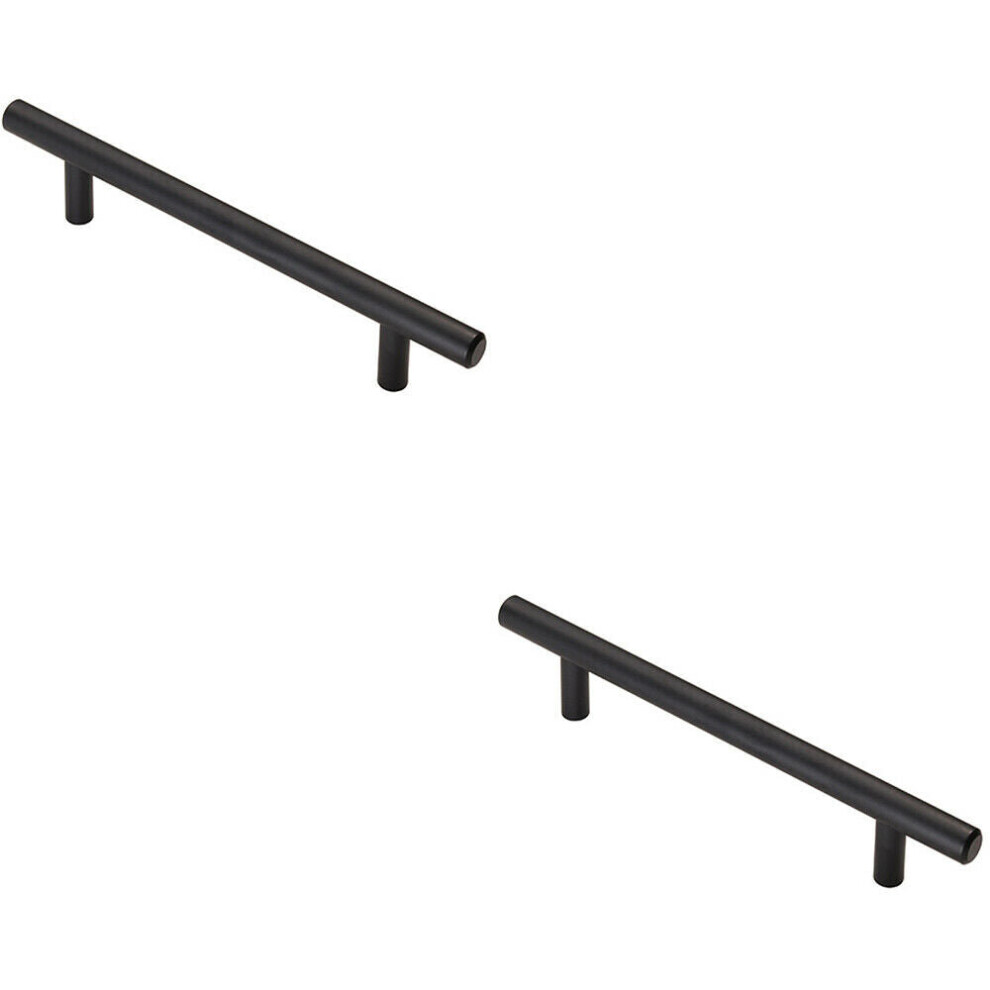 2x T Bar Cupboard Pull Handle 188 x 12mm 128mm Fixing Centres Matt Black-image-OPC-P8WKYWK-NEW