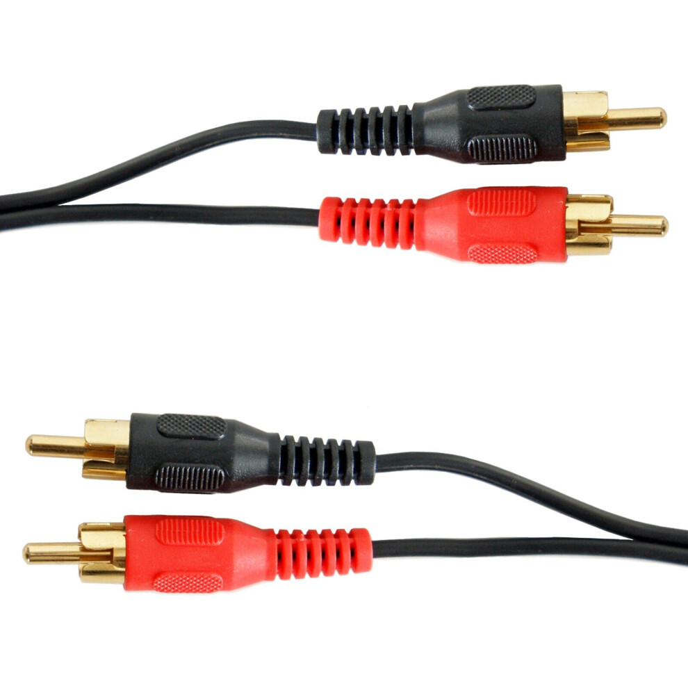 1M Twin Dual 2 Rca Stereo Male To Plug Cable Lead Audio Phono Amplifier Gold 5055538107214