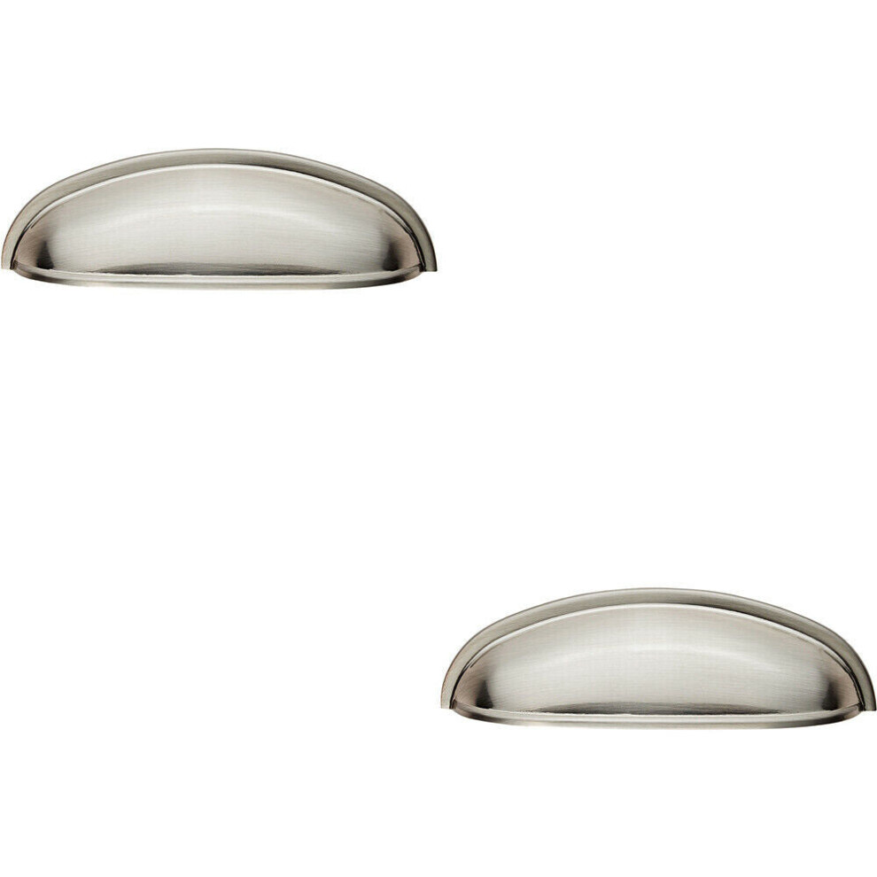 Loops 2X Shaker Cup Pull Handle 124 X 35Mm 96Mm Fixing Centres Satin Nickel