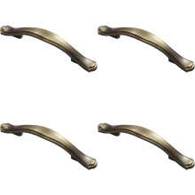 4x Stepped Edge Cupboard Bow Pull Handle 76mm Fixing Centres Burnished Brass