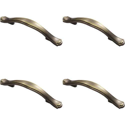 Loops 4x Stepped Edge Cupboard Bow Pull Handle 76mm Fixing Centres Burnished Brass