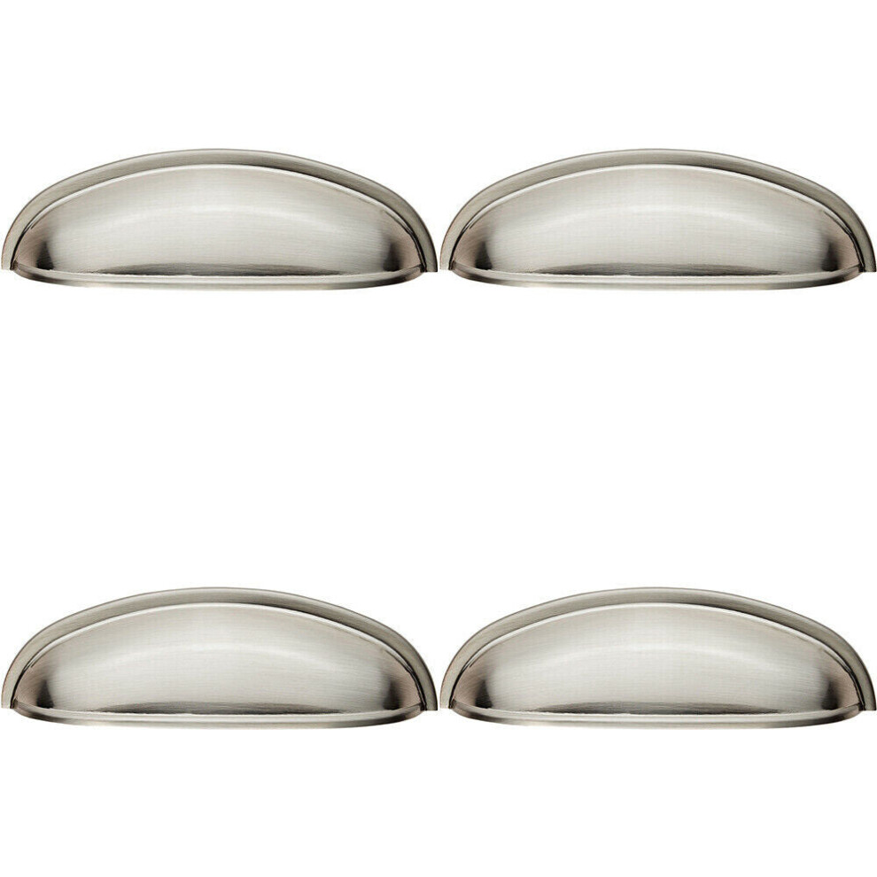 4x Shaker Cup Pull Handle 124 x 35mm 96mm Fixing Centres Satin Nickel