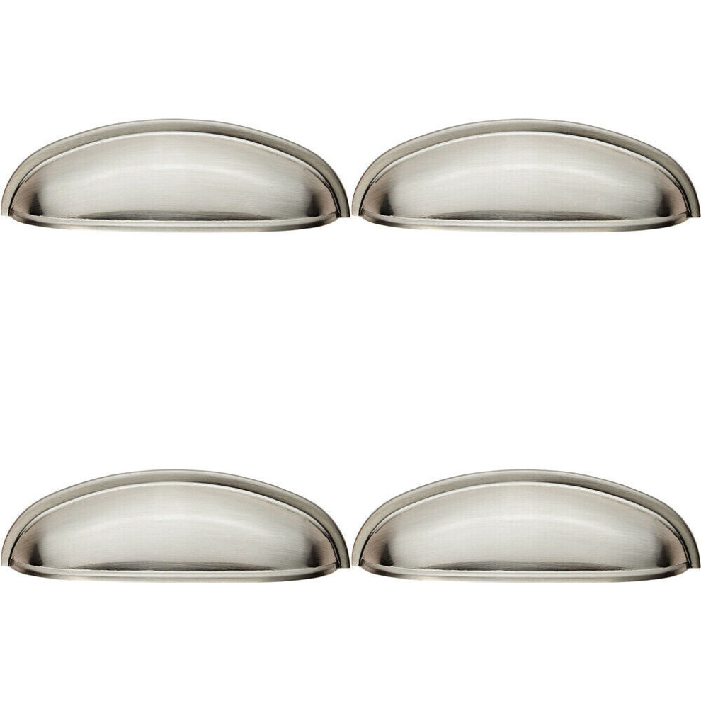 Loops 4X Shaker Cup Pull Handle 124 X 35Mm 96Mm Fixing Centres Satin Nickel