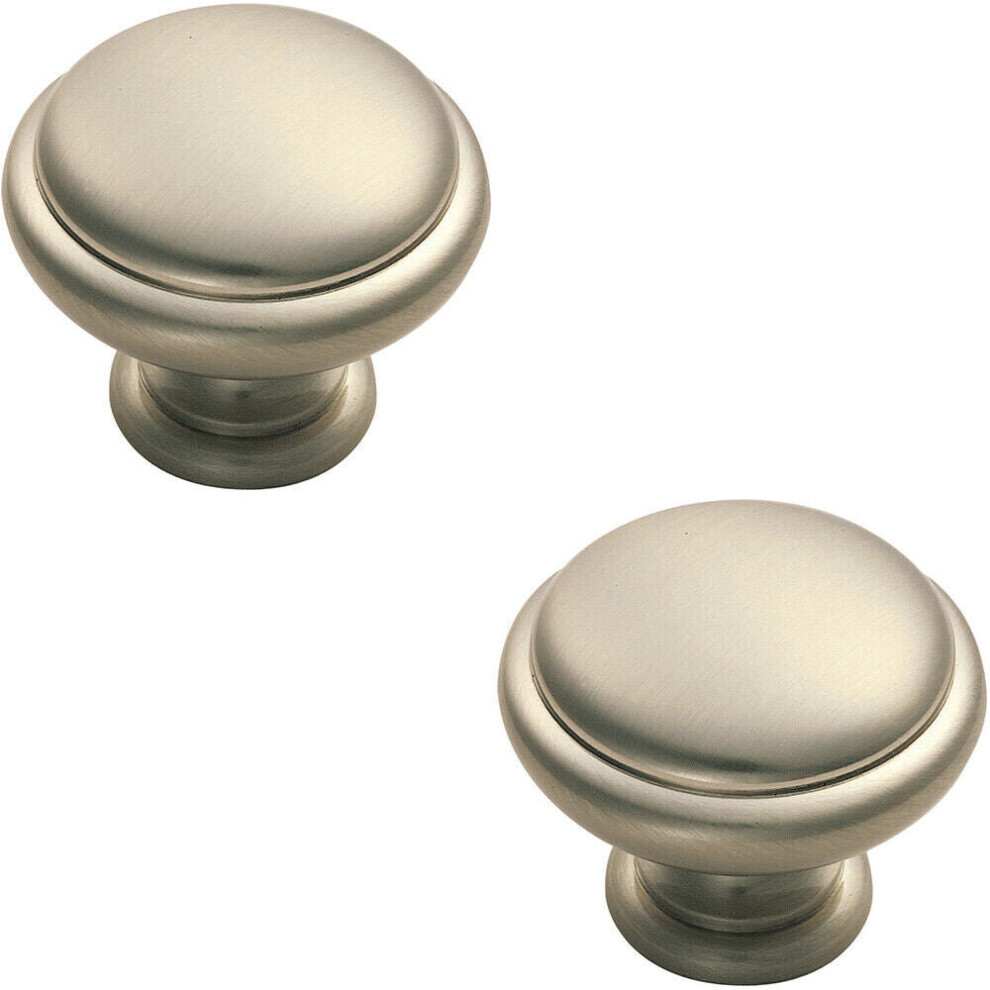 Loops 2X Domed Top Cupboard Door Knob 34Mm Diameter Satin Nickel Cabinet Handle