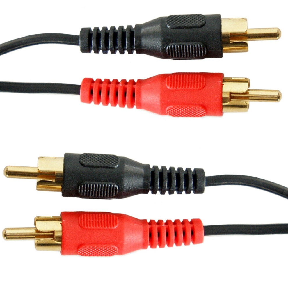 Loops Gold 3M Twin Dual 2 Rca Stereo Male To Plug Cable Lead Audio Phono Amplifier
