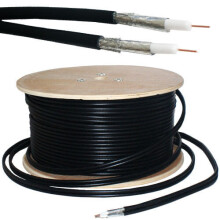 100M RG6 Twin Coaxial Shotgun Cable Aerial Satellite Dish LNB Sky+/HD Freesat