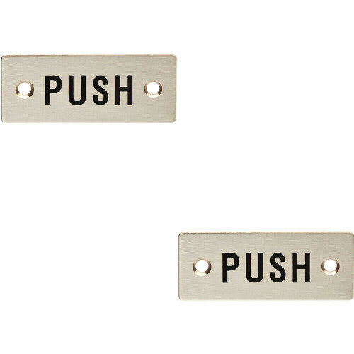 Loops 2x Rectangular Door Push Sign 75 x 30mm Satin Stainless Steel Door Plate
