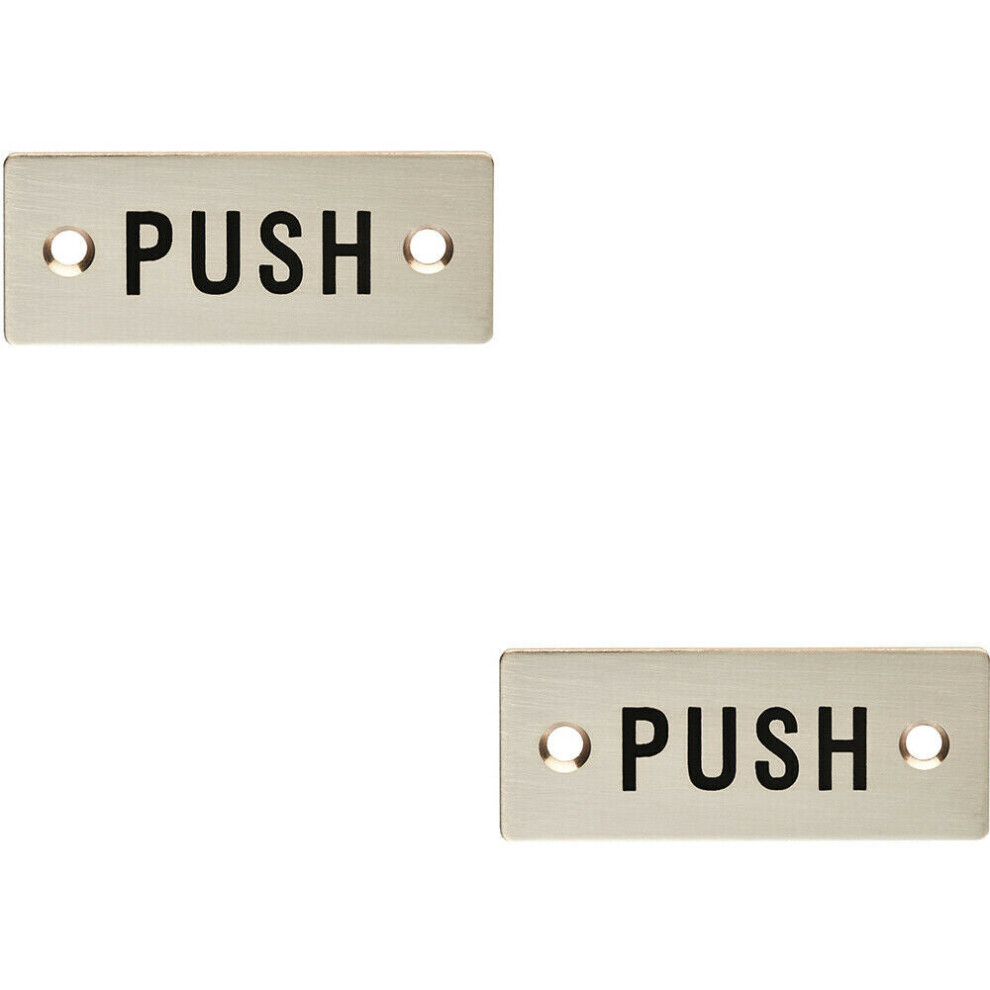 2x Rectangular Door Push Sign 75 x 30mm Satin Stainless Steel Door Plate