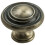 Loops Round Ringed Pattern Door Knob 32mm Diameter Antique Burnished Brass Handle 1