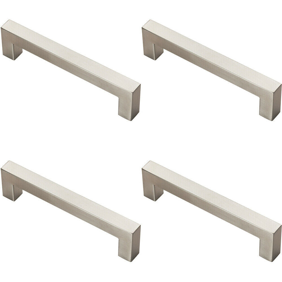 Loops 4X Square Linear Block Pull Handle 142 X 14Mm 128Mm Fixing Centres Satin Steel