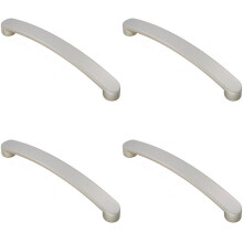 4x Flat Fronted Bow Pull Handle 179 x 19mm 160mm Fixing Centres Satin Nickel