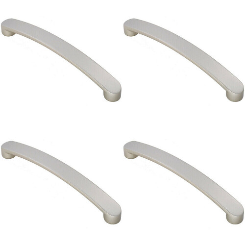 Loops 4x Flat Fronted Bow Pull Handle 179 x 19mm 160mm Fixing Centres Satin Nickel