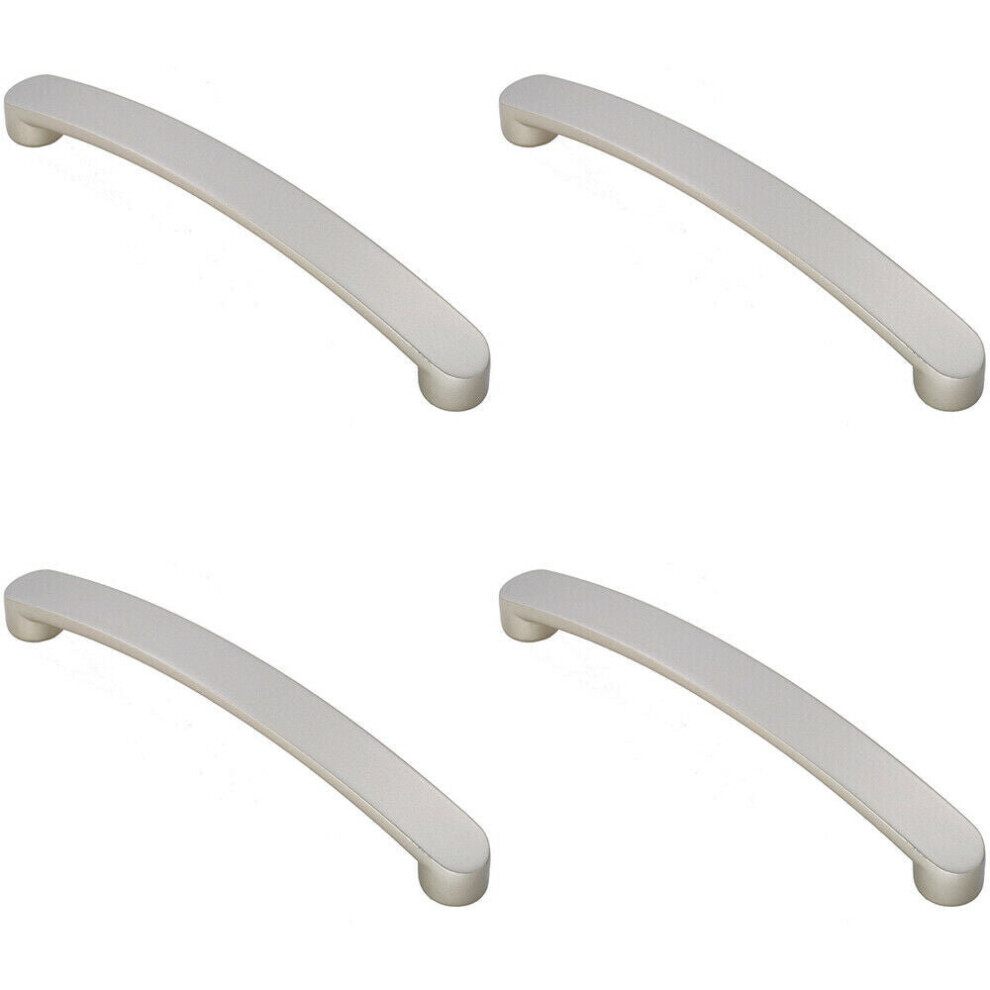 4x Flat Fronted Bow Pull Handle 179 x 19mm 160mm Fixing Centres Satin Nickel