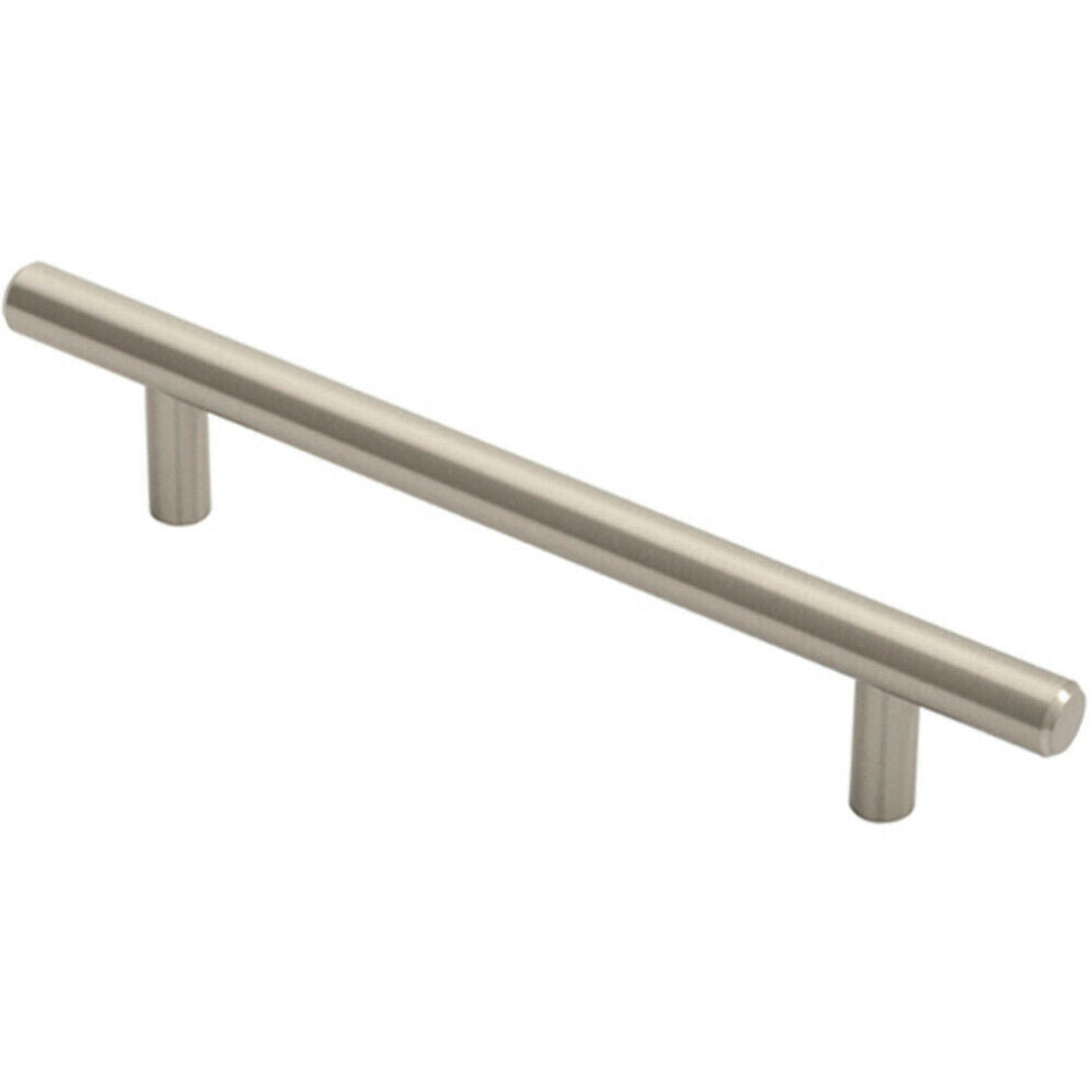 Round T Bar Cabinet Pull Handle 188 X 12Mm 128Mm Fixing Centres Satin Nickel 5056492560459